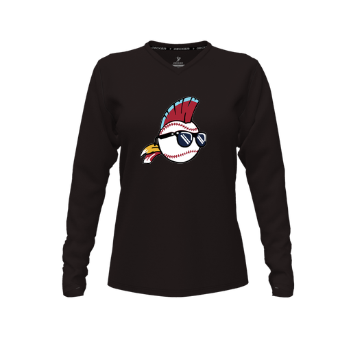 [CUS-DFW-TEES-PER-VNK-LSL-BLK-FYXS-LOGO1] Decker Performance T-Shirt (Female Youth XS, Black, V Neck, Logo 1, Long Sleeve)