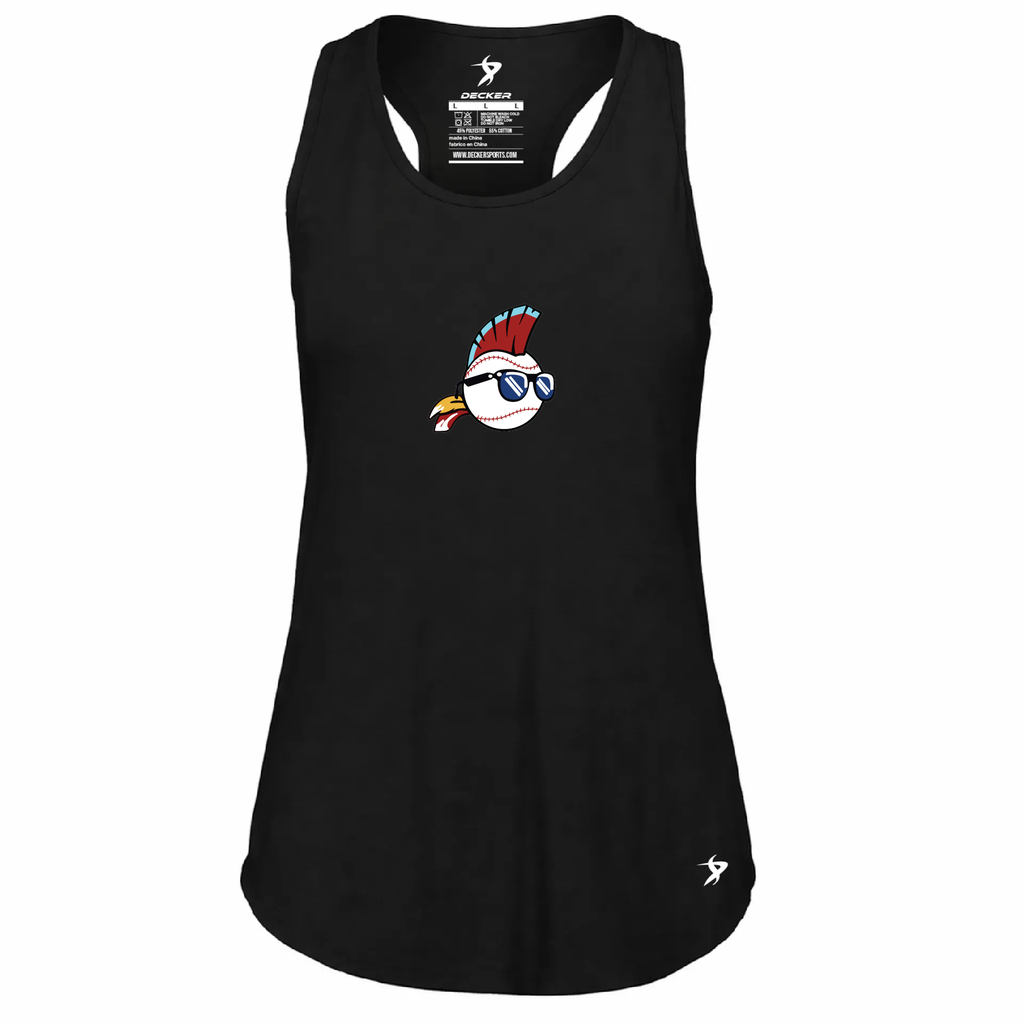 [FT0TUBBK-FAXS-LOGO1] Decker Women's Tri-Blend Tank Top (Black, Female Adult XS, Logo 1)