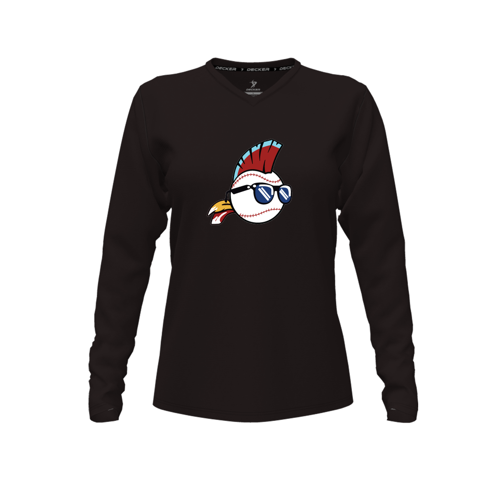 [CUS-DFW-TEES-CMF-VNK-LSL-BLK-FYXS-LOGO1] Decker Comfort T-Shirt (Female Youth XS, Black, Crew Neck, Long Sleeve, Logo 1)