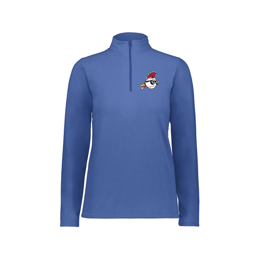 [6864.060.XS-LOGO1] Ladies MicroFleece 1/4 Zip Pullover (Female Adult XS, Royal, Logo 1)