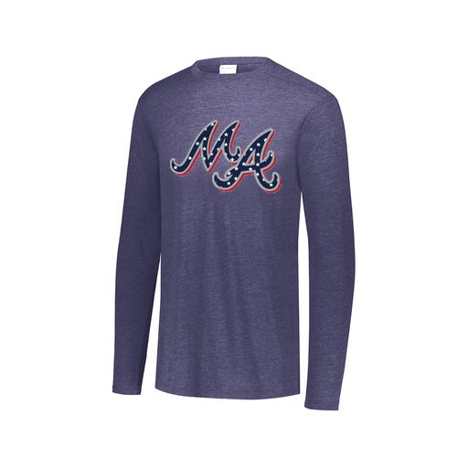 [FTLCUBNV-AXS-LOGO2] Decker Men's Tri-Blend T-Shirt - Long Sleeve (Adult XS, Navy, Logo 2)