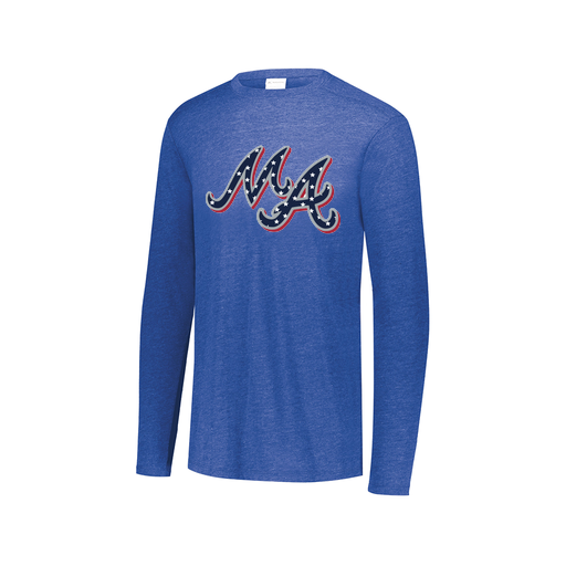 [FTLCUBRY-AXS-LOGO2] Decker Men's Tri-Blend T-Shirt - Long Sleeve (Adult XS, Royal, Logo 2)